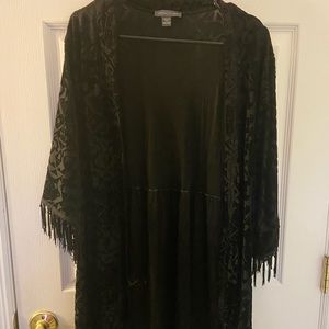 Velvet kimono w fringe